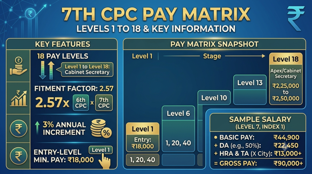 7th CPC Pay Matrix Explained Levels, Cells and Pay Fixation