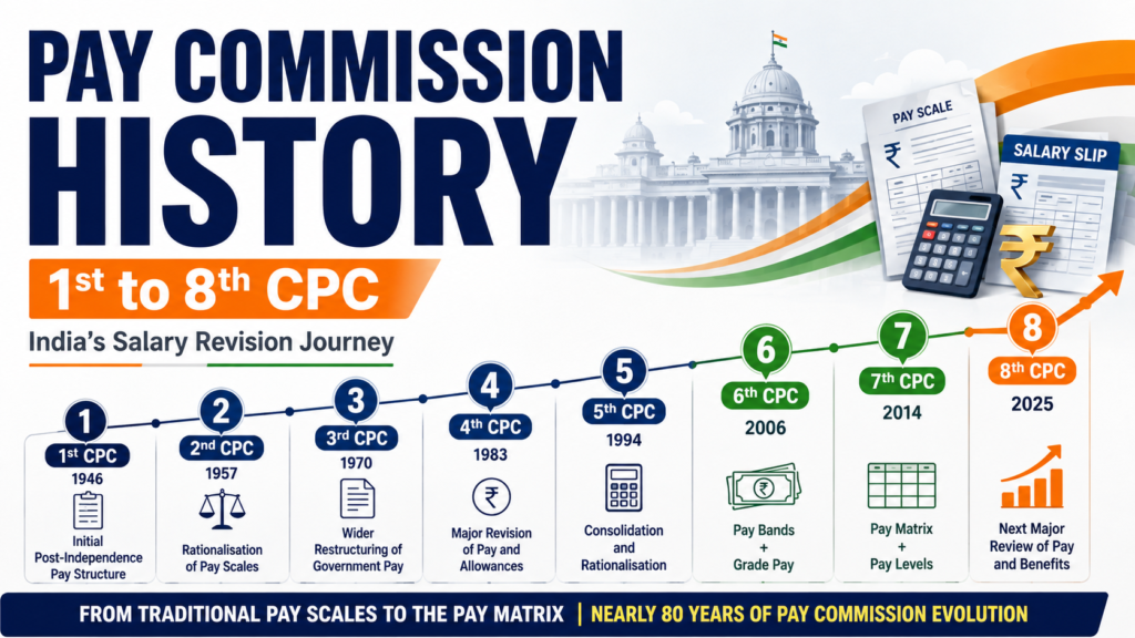 Pay Commission history in India from 1st to 8th CPC